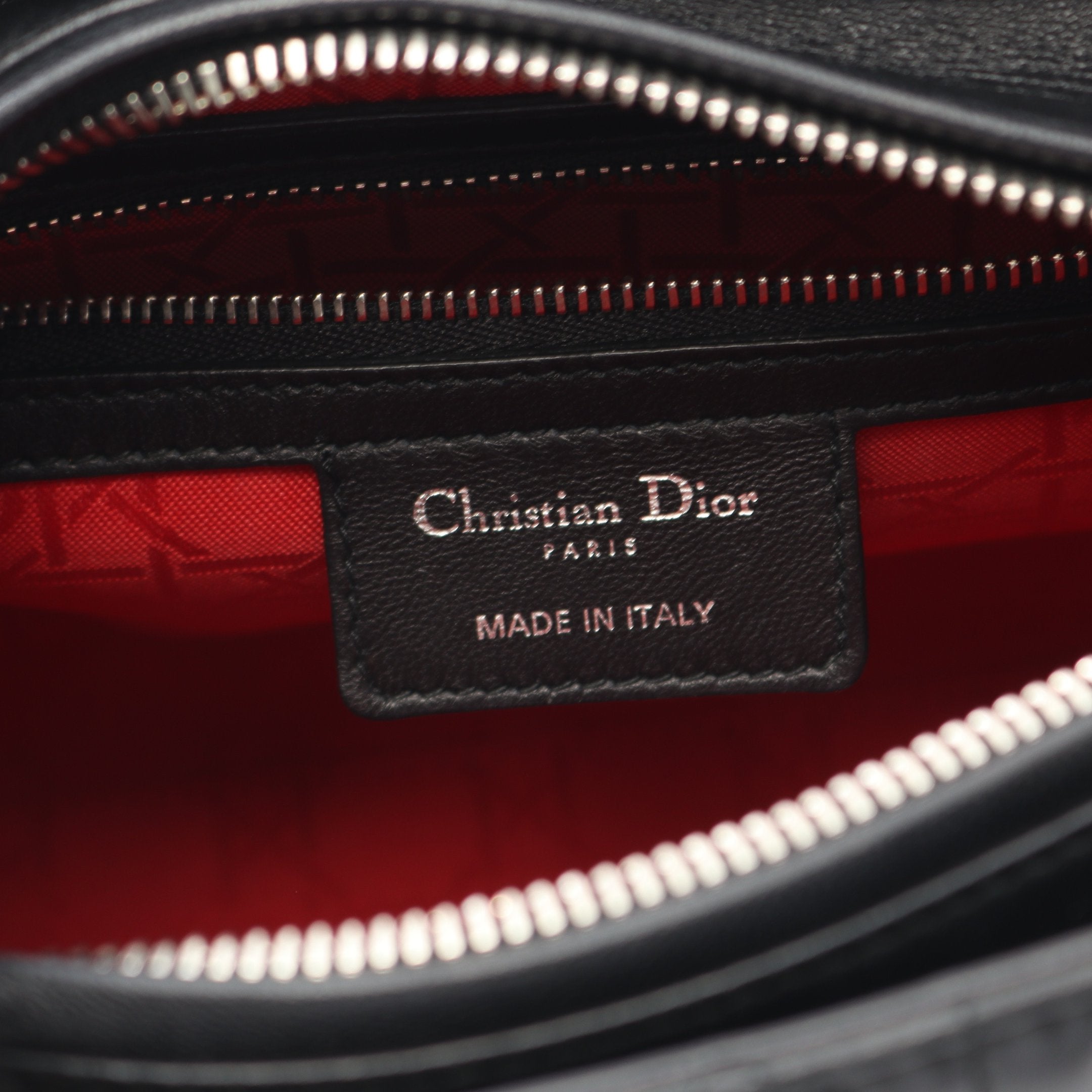 LADY DIOR レディディオール カナージュ ハンドバッグ レザー ブラック