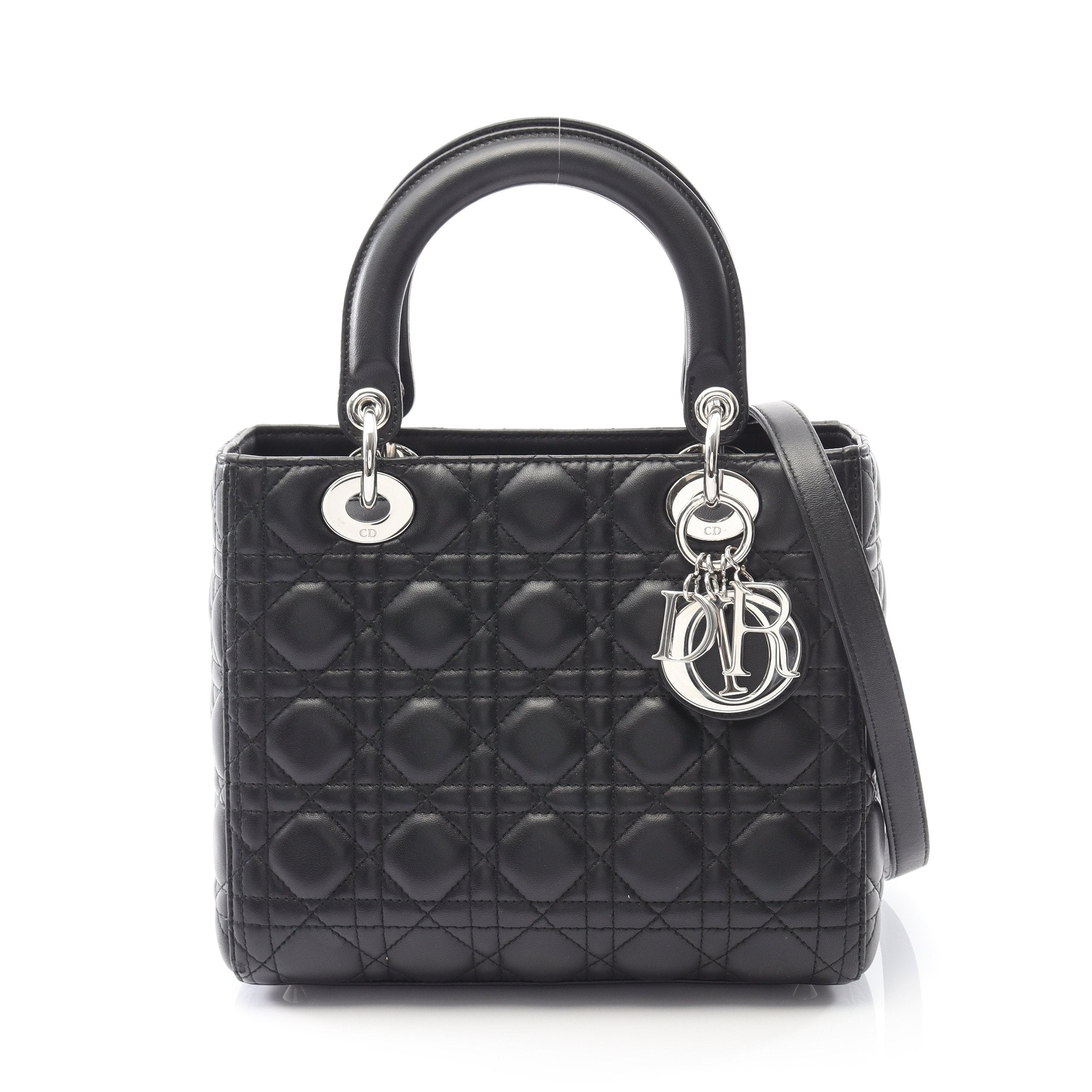 DIOR レディディオール カナージュ 2way バッグ ブラック 中古・古着