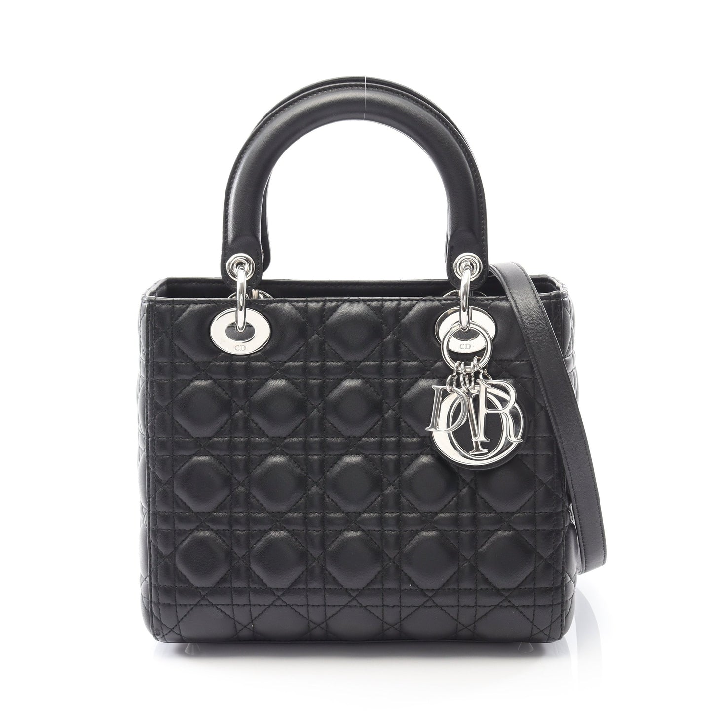 LADY DIOR レディディオール カナージュ ハンドバッグ レザー ブラック 2WAY クリスチャンディオール バッグ Christian Dior