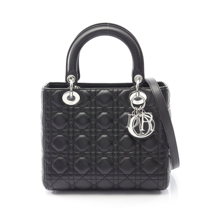 LADY DIOR レディディオール カナージュ ハンドバッグ レザー ブラック 2WAY クリスチャンディオール バッグ Christian Dior