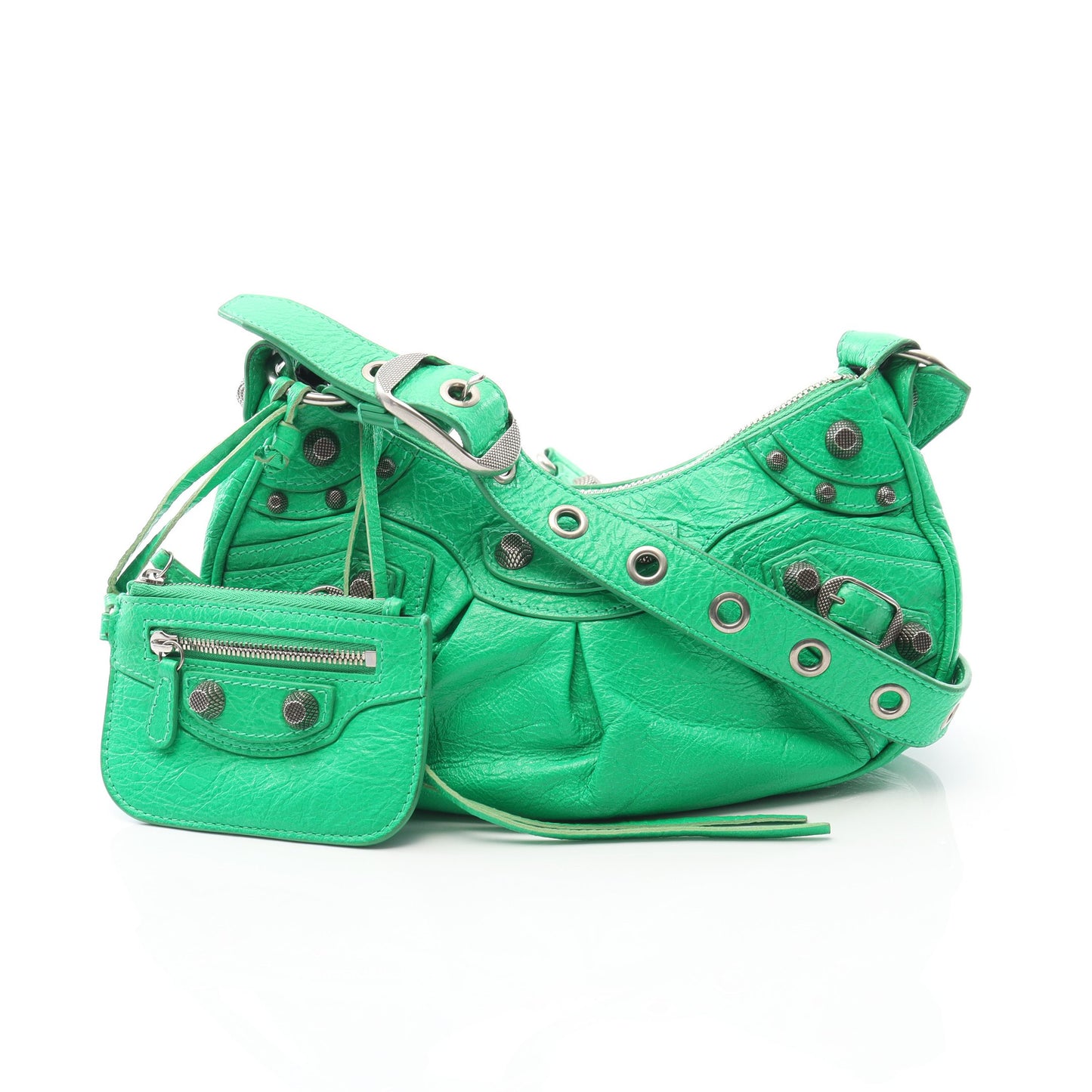 LE CAGOLE ショルダーバッグ レザー グリーン バレンシアガ バッグ BALENCIAGA