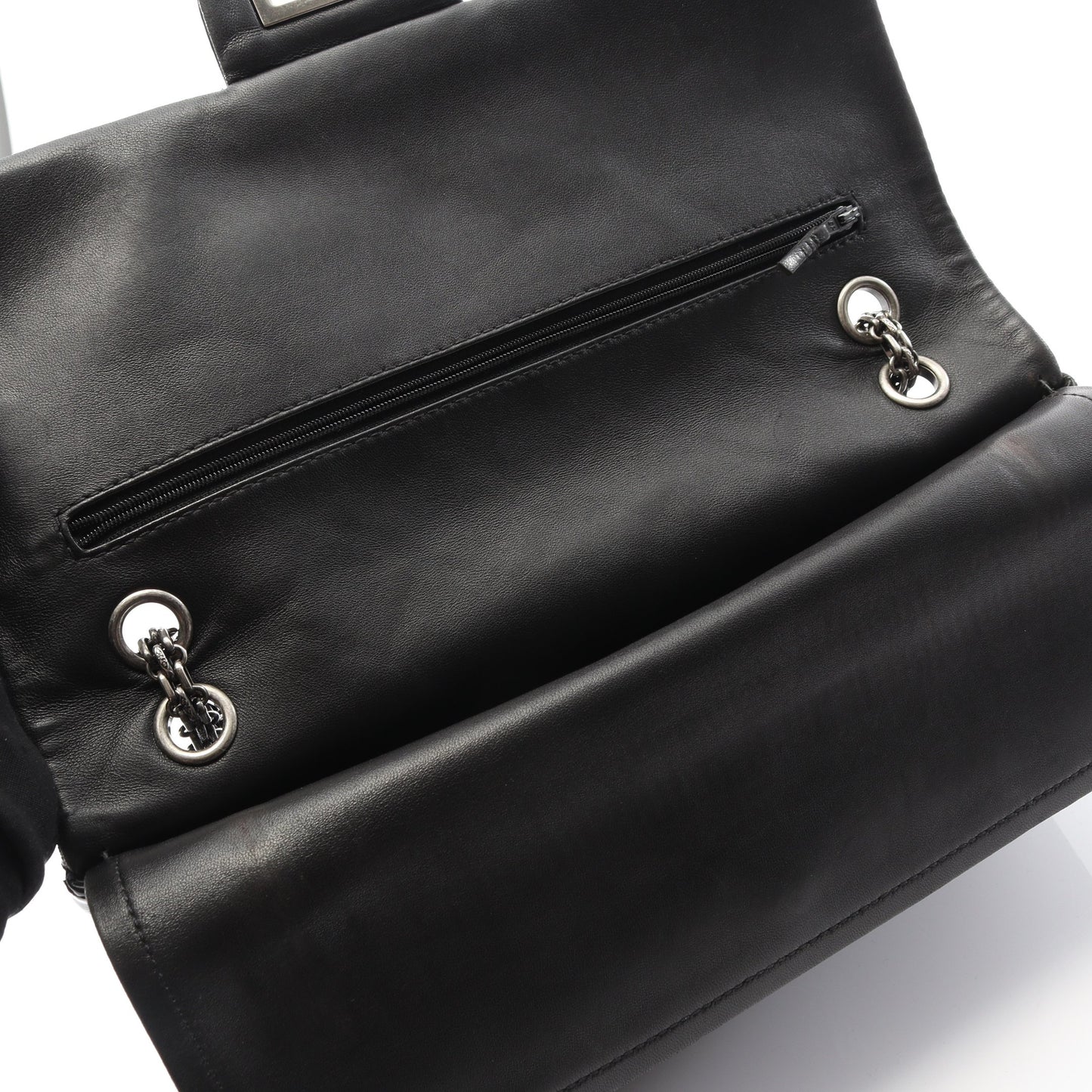 2.55 マトラッセ マキシ Wフラップ Wチェーンショルダーバッグ レザー ブラック シルバー金具 シャネル バッグ CHANEL