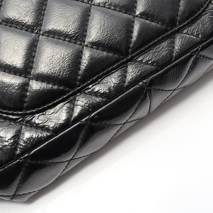 2.55 マトラッセ マキシ Wフラップ Wチェーンショルダーバッグ レザー ブラック シルバー金具 シャネル バッグ CHANEL