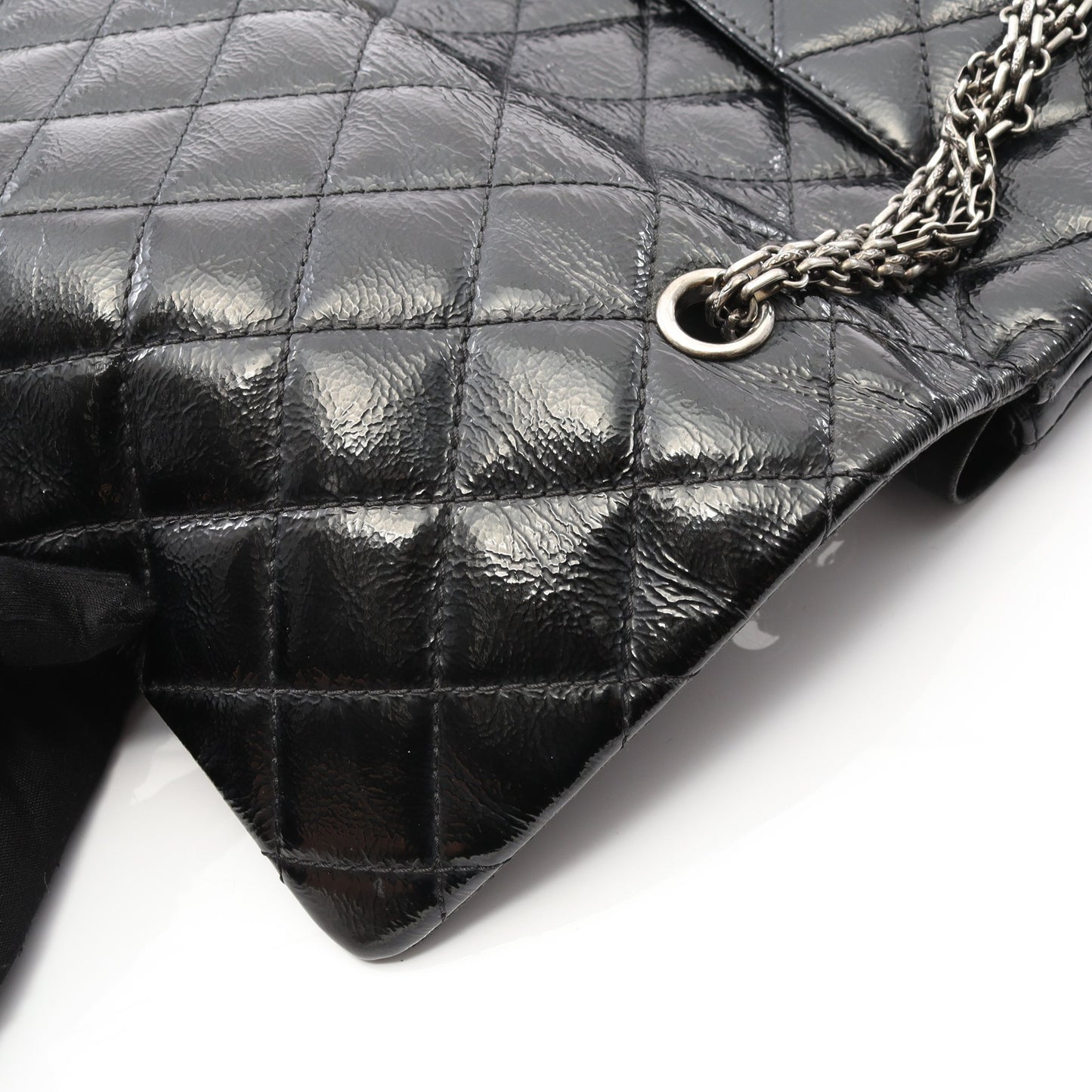 2.55 マトラッセ マキシ Wフラップ Wチェーンショルダーバッグ レザー ブラック シルバー金具 シャネル バッグ CHANEL