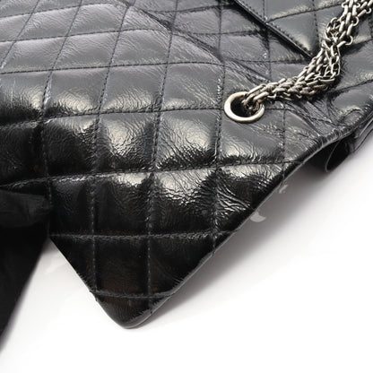 2.55 マトラッセ マキシ Wフラップ Wチェーンショルダーバッグ レザー ブラック シルバー金具 シャネル バッグ CHANEL