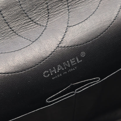 2.55 マトラッセ マキシ Wフラップ Wチェーンショルダーバッグ レザー ブラック シルバー金具 シャネル バッグ CHANEL