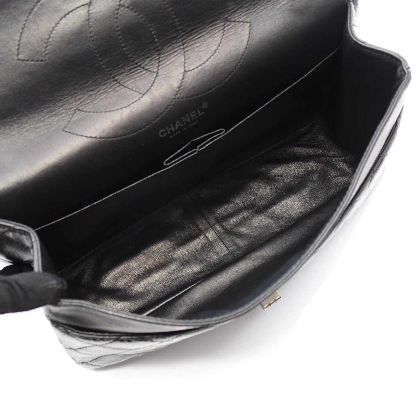 2.55 マトラッセ マキシ Wフラップ Wチェーンショルダーバッグ レザー ブラック シルバー金具 シャネル バッグ CHANEL
