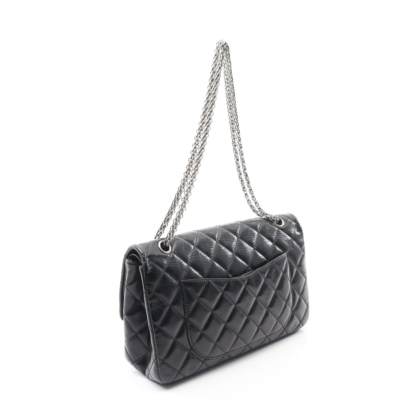 2.55 マトラッセ マキシ Wフラップ Wチェーンショルダーバッグ レザー ブラック シルバー金具 シャネル バッグ CHANEL