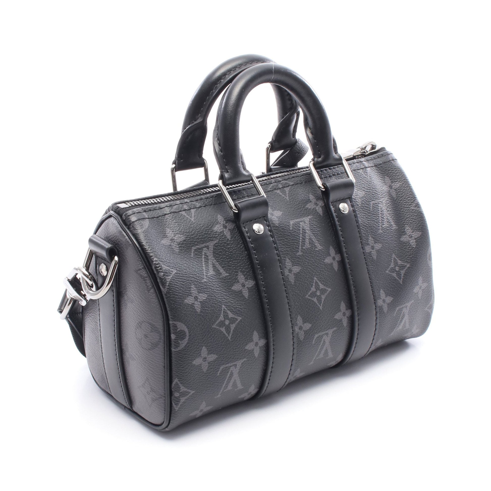キーポル バンドリエール 25 モノグラムエクリプス ハンドバッグ PVC レザー ブラック グレー 2WAY ルイヴィトン バッグ LOUIS VUITTON