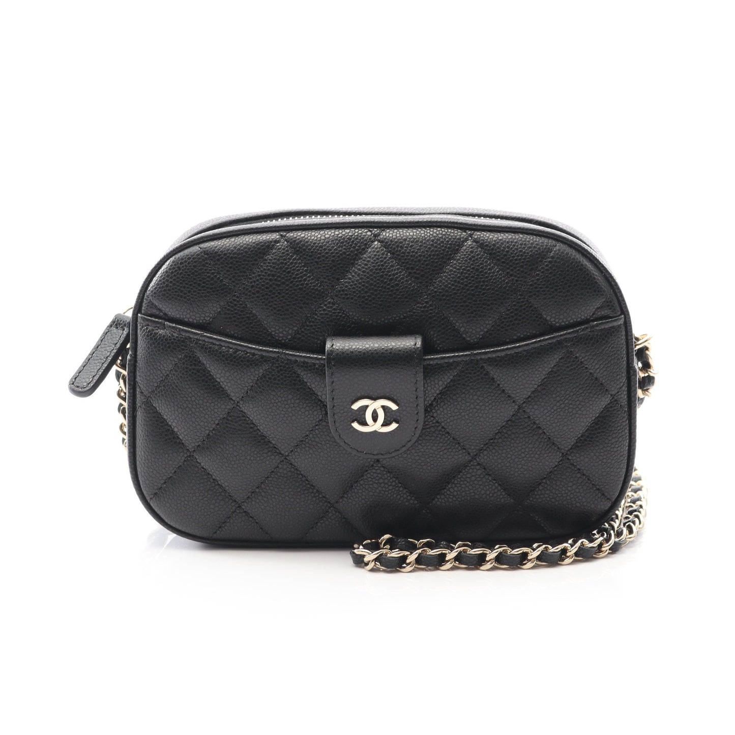 マトラッセ ラウンドファスナー財布 キャビアスキン ブラック ゴールド金具 シャネル 財布・小物 CHANEL