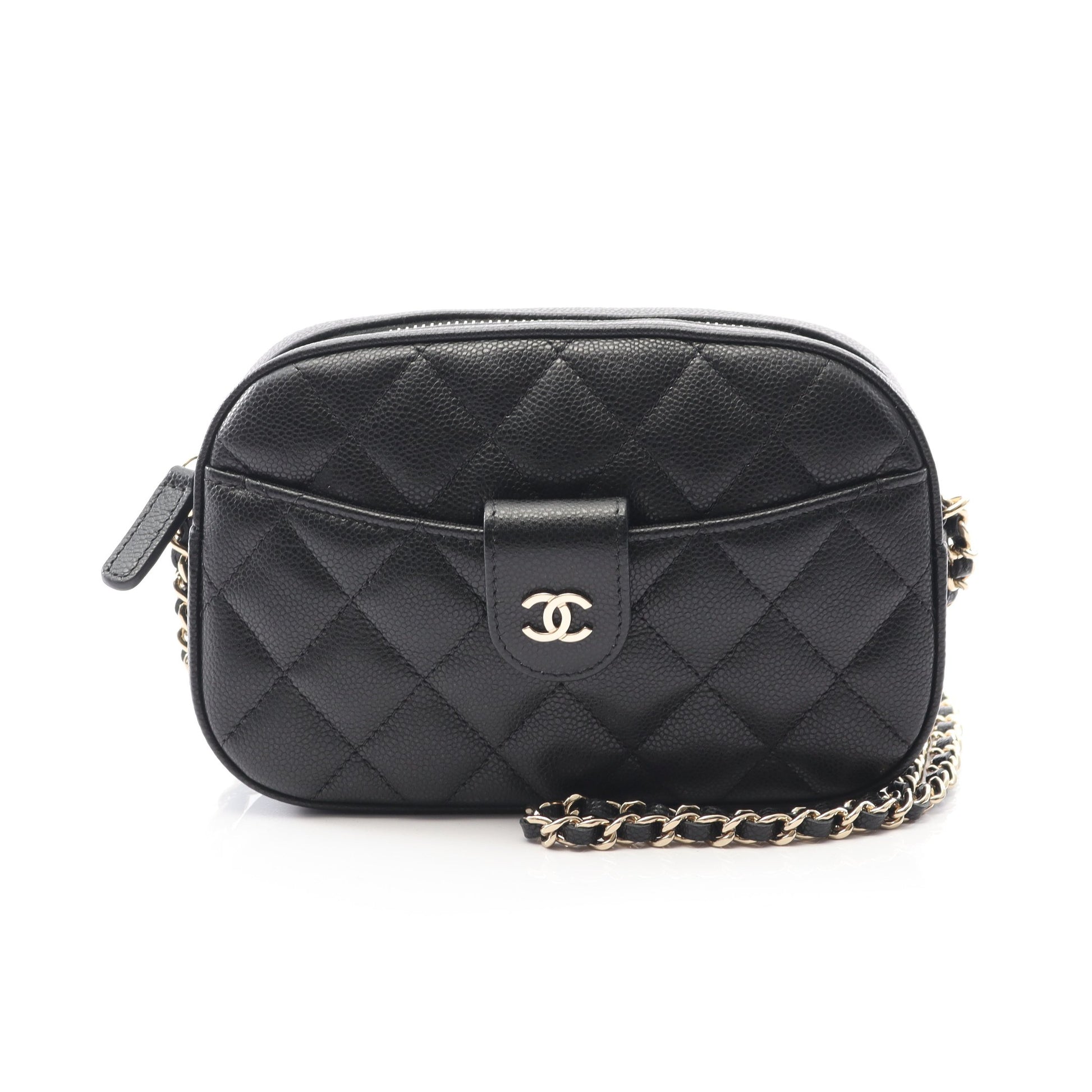 マトラッセ ラウンドファスナー財布 キャビアスキン ブラック ゴールド金具 シャネル 財布・小物 CHANEL