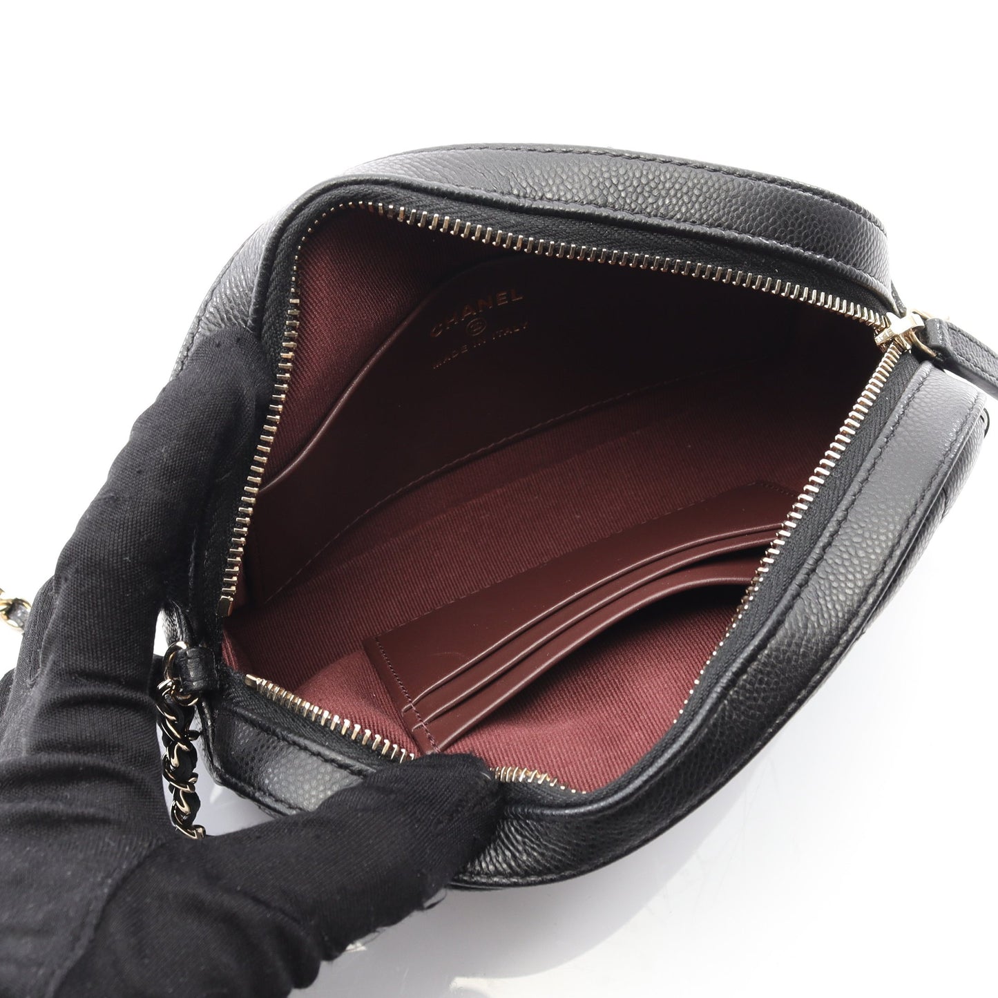マトラッセ ラウンドファスナー財布 キャビアスキン ブラック ゴールド金具 シャネル 財布・小物 CHANEL