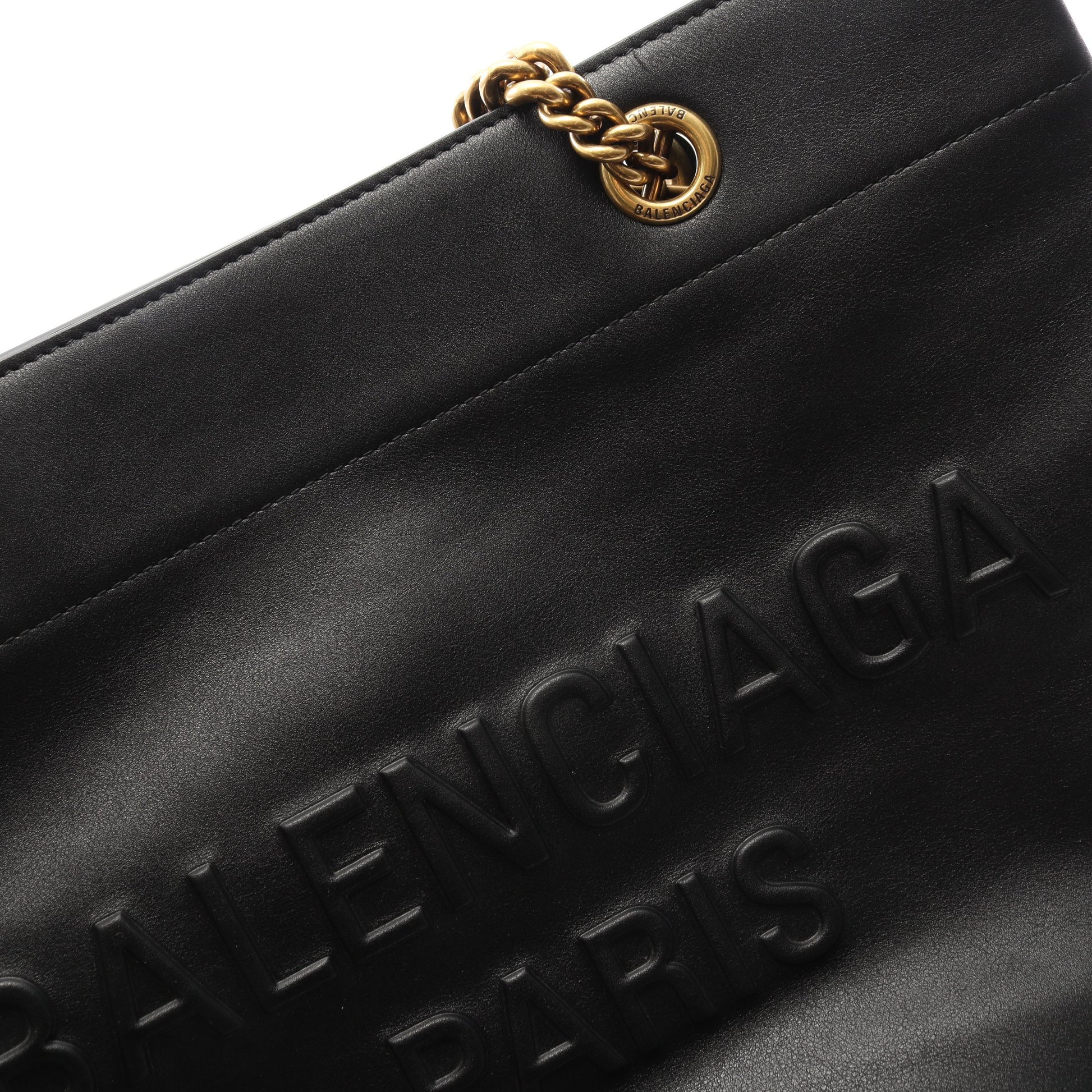 DUTY FREE ミディアム チェーンショルダーバッグ チェーントートバッグ レザー ブラック バレンシアガ バッグ BALENCIAGA