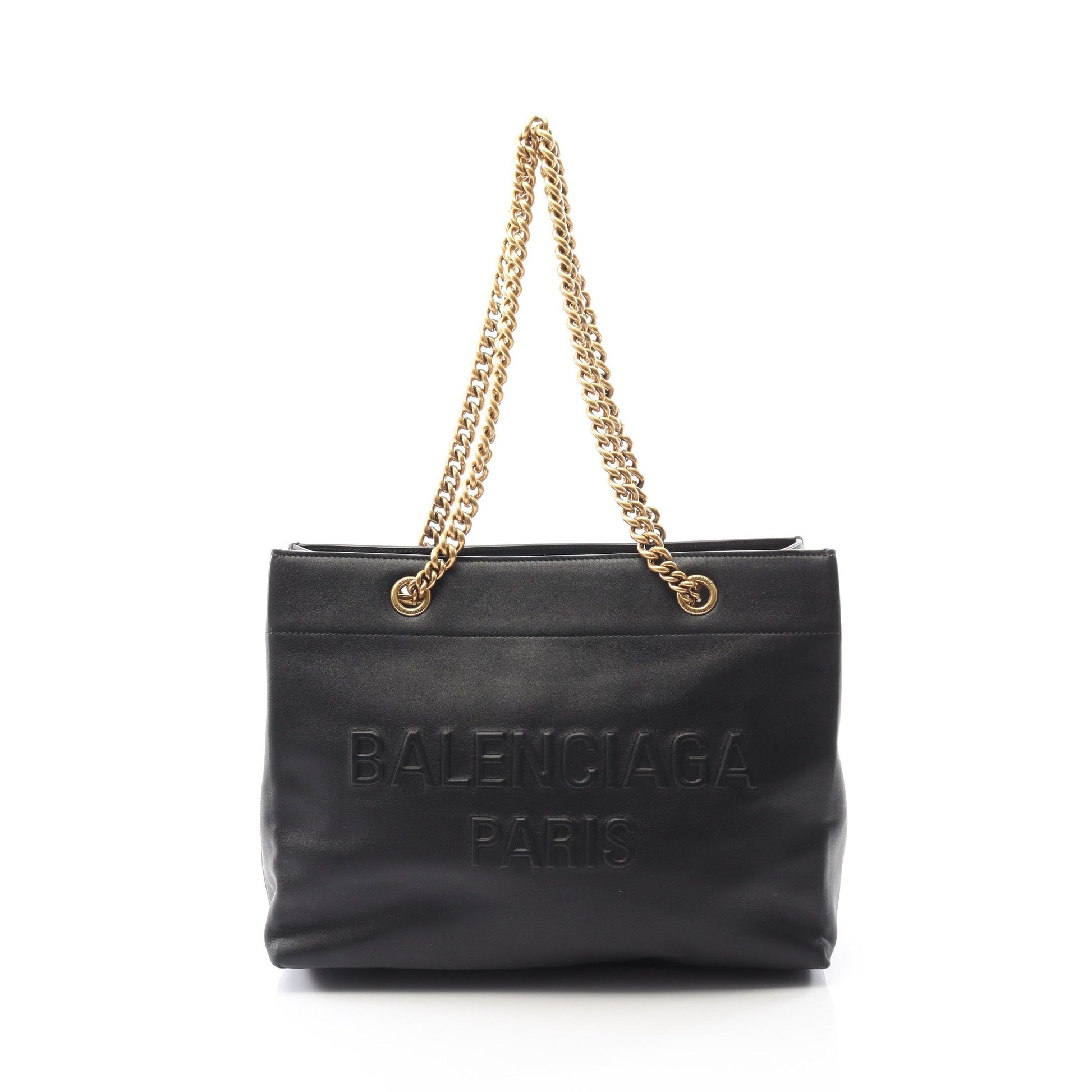 DUTY FREE ミディアム チェーンショルダーバッグ チェーントートバッグ レザー ブラック バレンシアガ バッグ BALENCIAGA