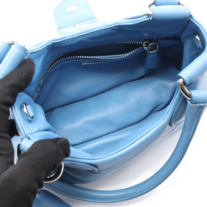 MOON ハンドバッグ レザー ブルー 2WAY プラダ バッグ PRADA