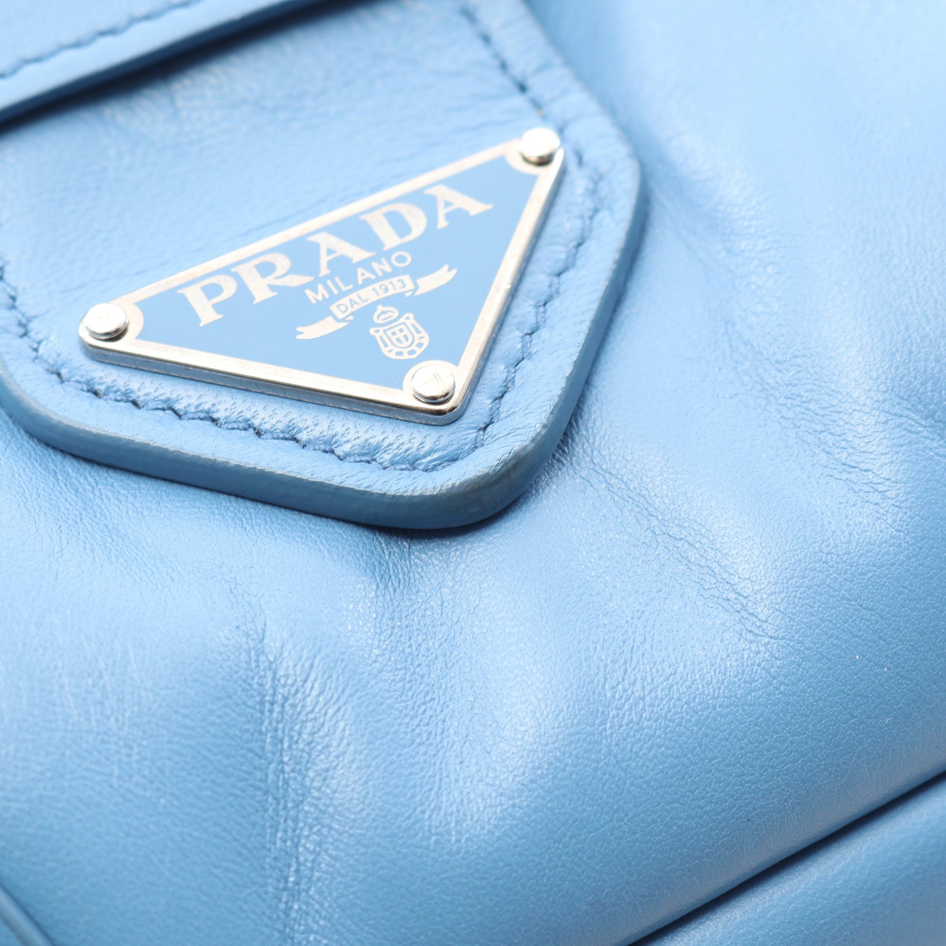 MOON ハンドバッグ レザー ブルー 2WAY プラダ バッグ PRADA