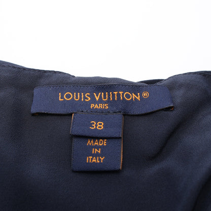 ワンピース シルク レザー ネイビー 切替 ルイヴィトン ワンピース LOUIS VUITTON