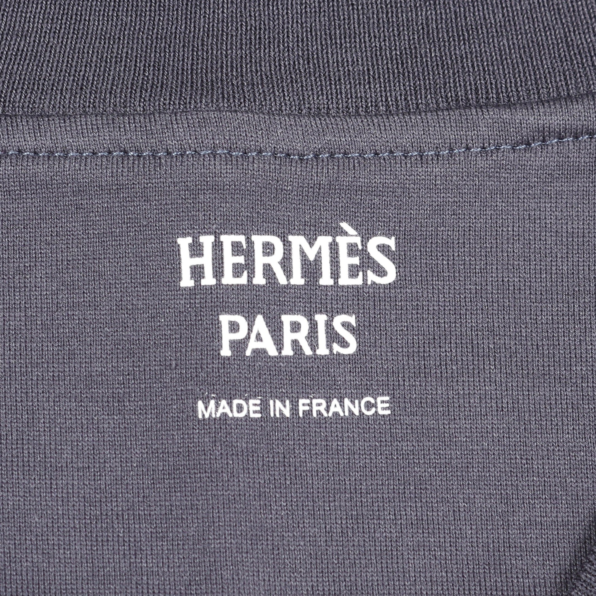 カットソー ワンピース Vネック 刺繍 コットン ネイビー エルメス ワンピース HERMES