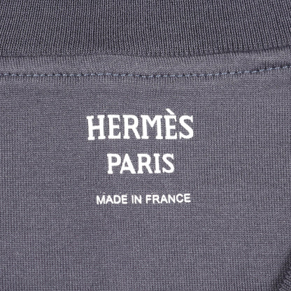 カットソー ワンピース Vネック 刺繍 コットン ネイビー エルメス ワンピース HERMES