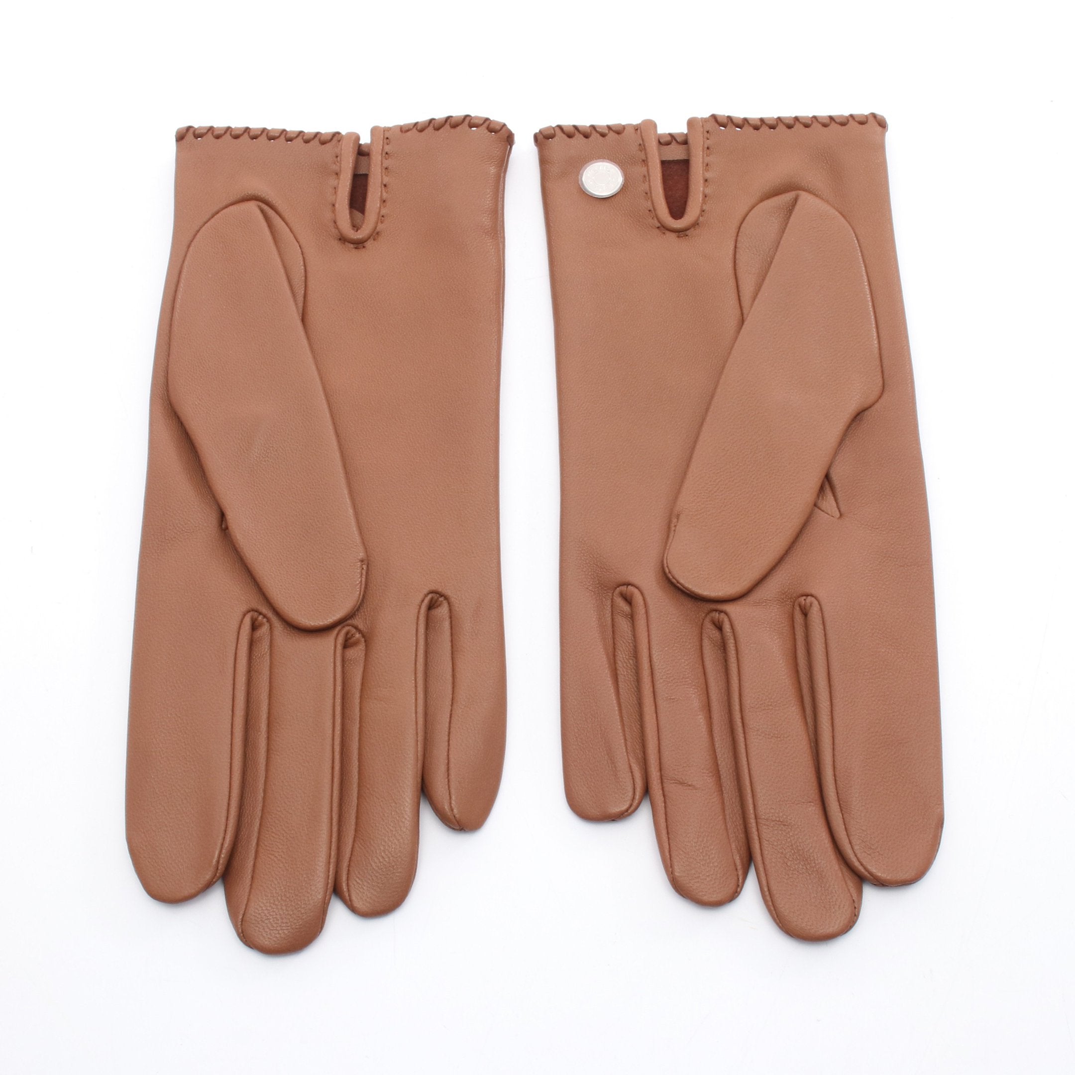 クルードセル 手袋 グローブ レザー ブラウン シルバー金具 エルメス