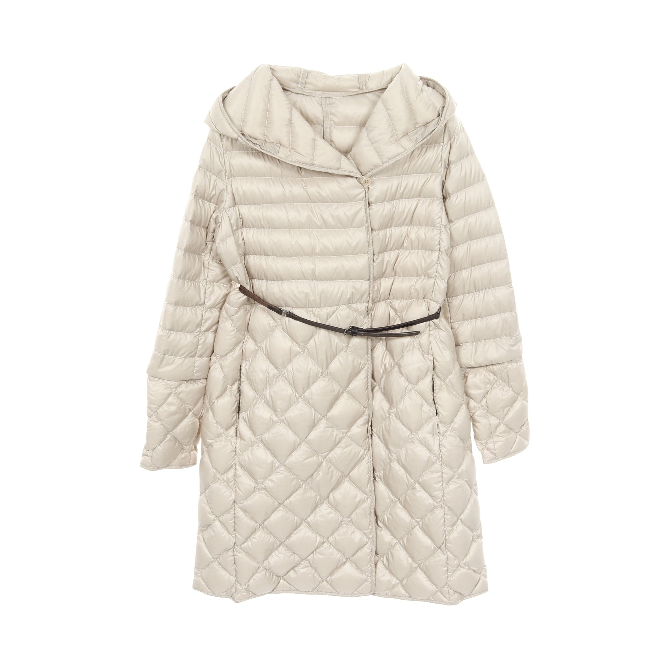 ダウンコート ナイロン ベージュ フード付き エスマックスマーラ – RECLO