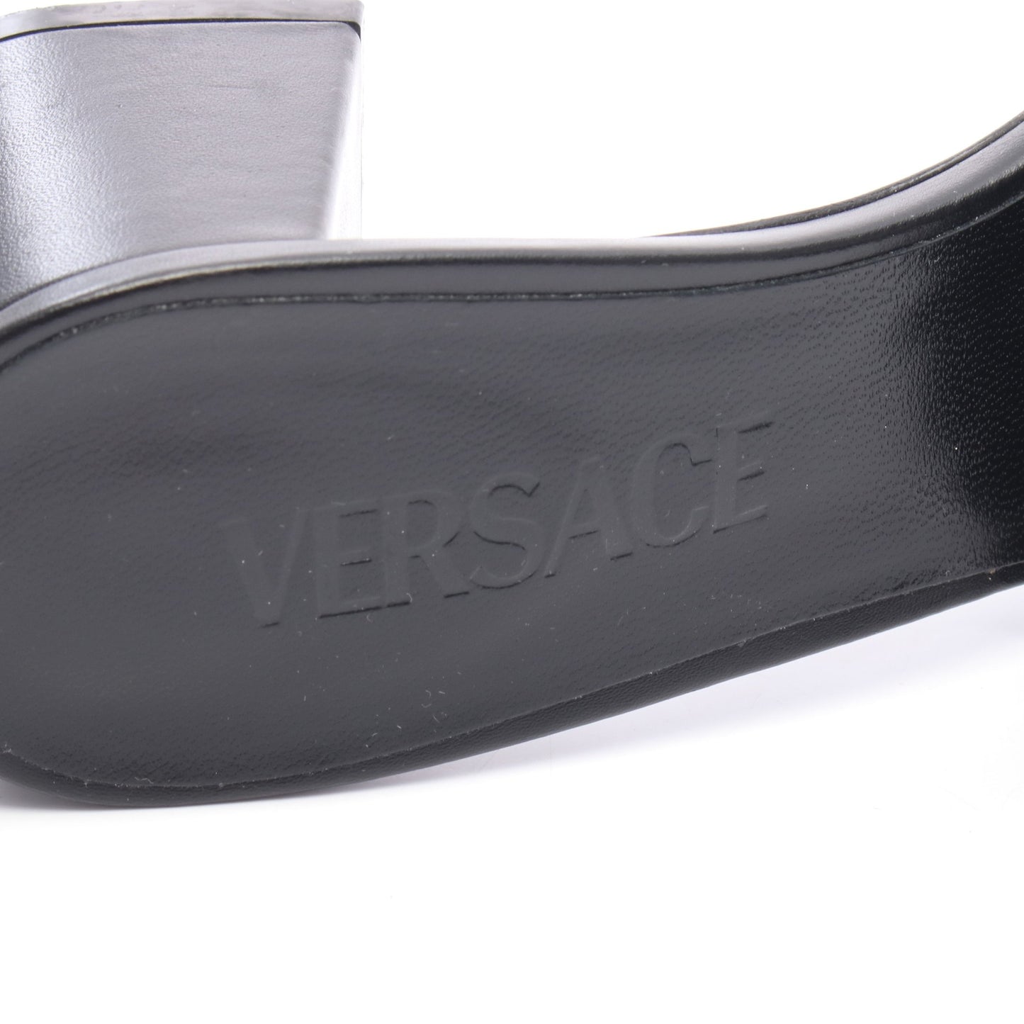 ミュール サンダル ロゴ ファブリック レザー ブラック ベージュ ヴェルサーチ シューズ Versace
