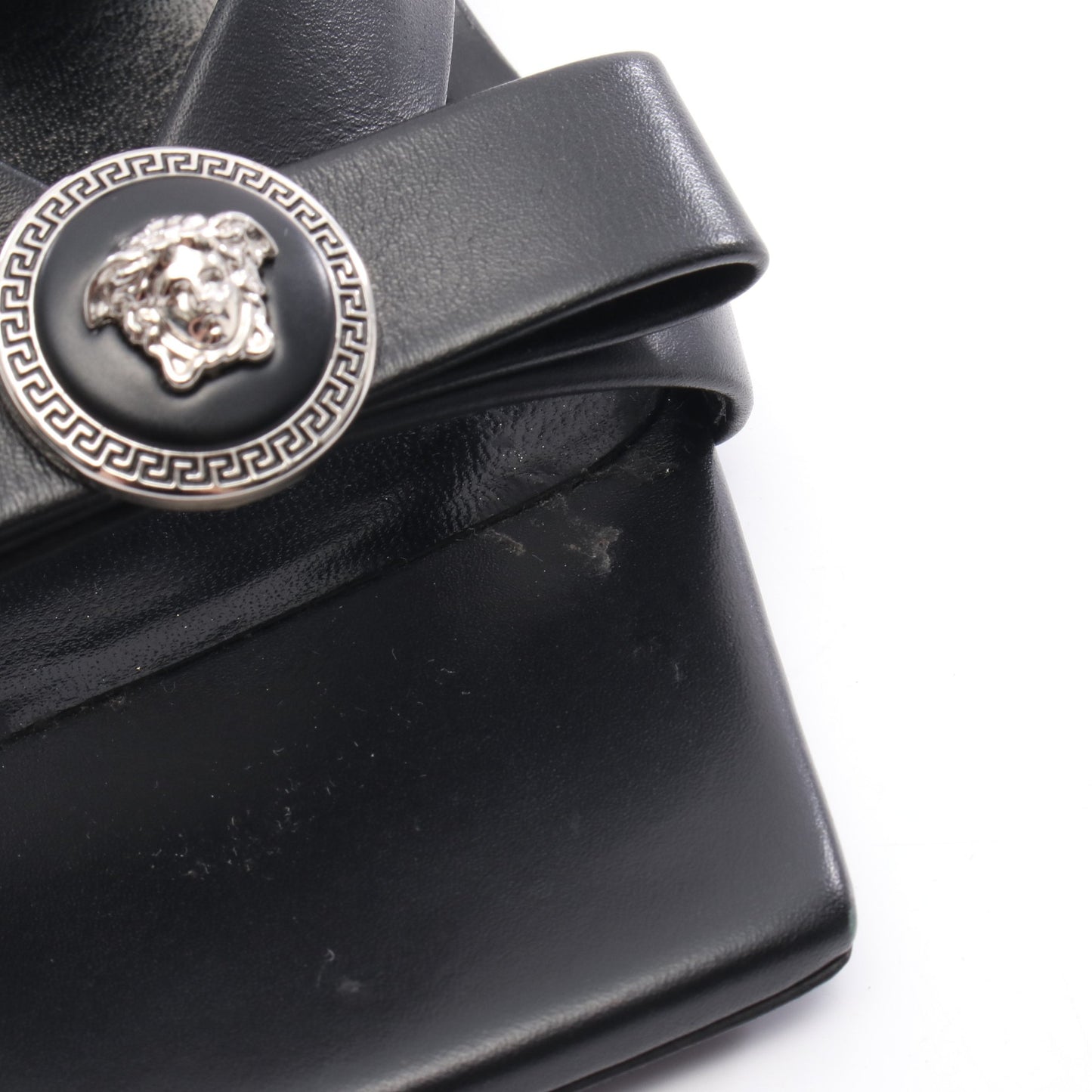 メデューサ サンダル リボン レザー ブラック ヴェルサーチ シューズ Versace