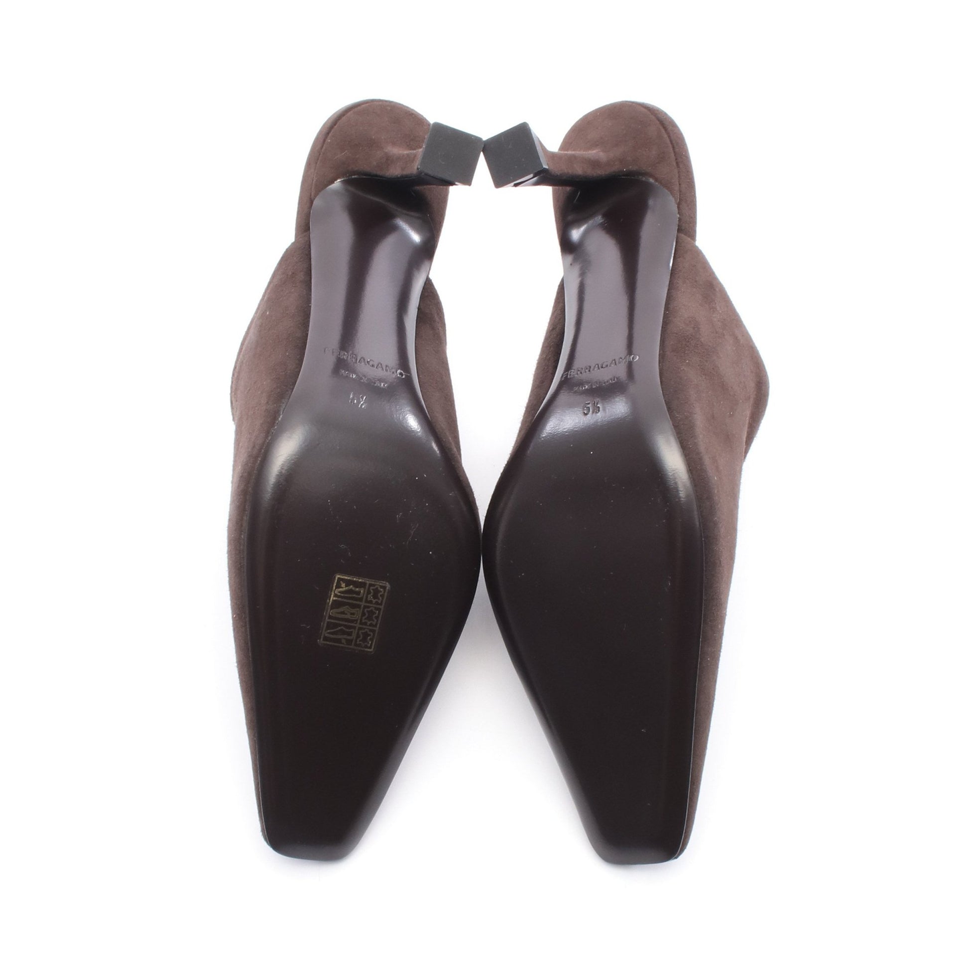 ミュール サンダル スエード エナメルレザー ダークブラウン サルヴァトーレフェラガモ シューズ Salvatore Ferragamo
