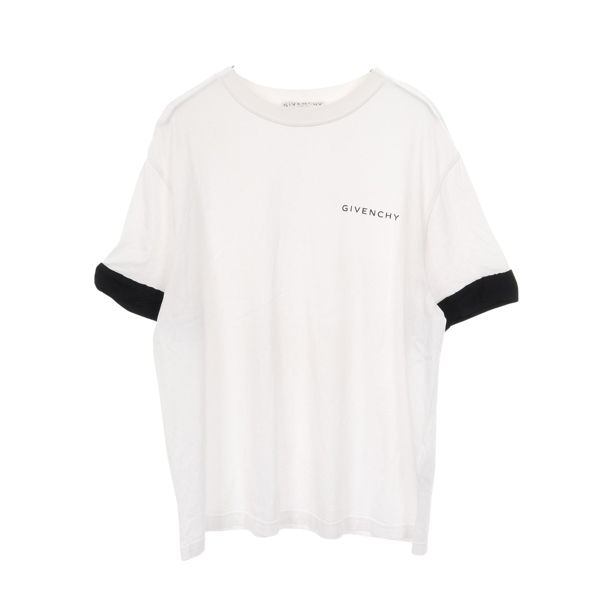 Tシャツ クルーネック 半袖 ロゴ コットン ホワイト ブラック 切替 ジバンシィ トップス GIVENCHY