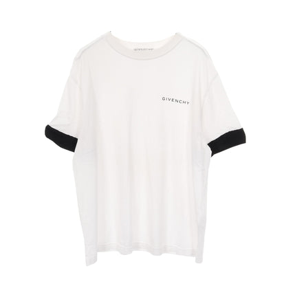 Tシャツ クルーネック 半袖 ロゴ コットン ホワイト ブラック 切替 ジバンシィ トップス GIVENCHY