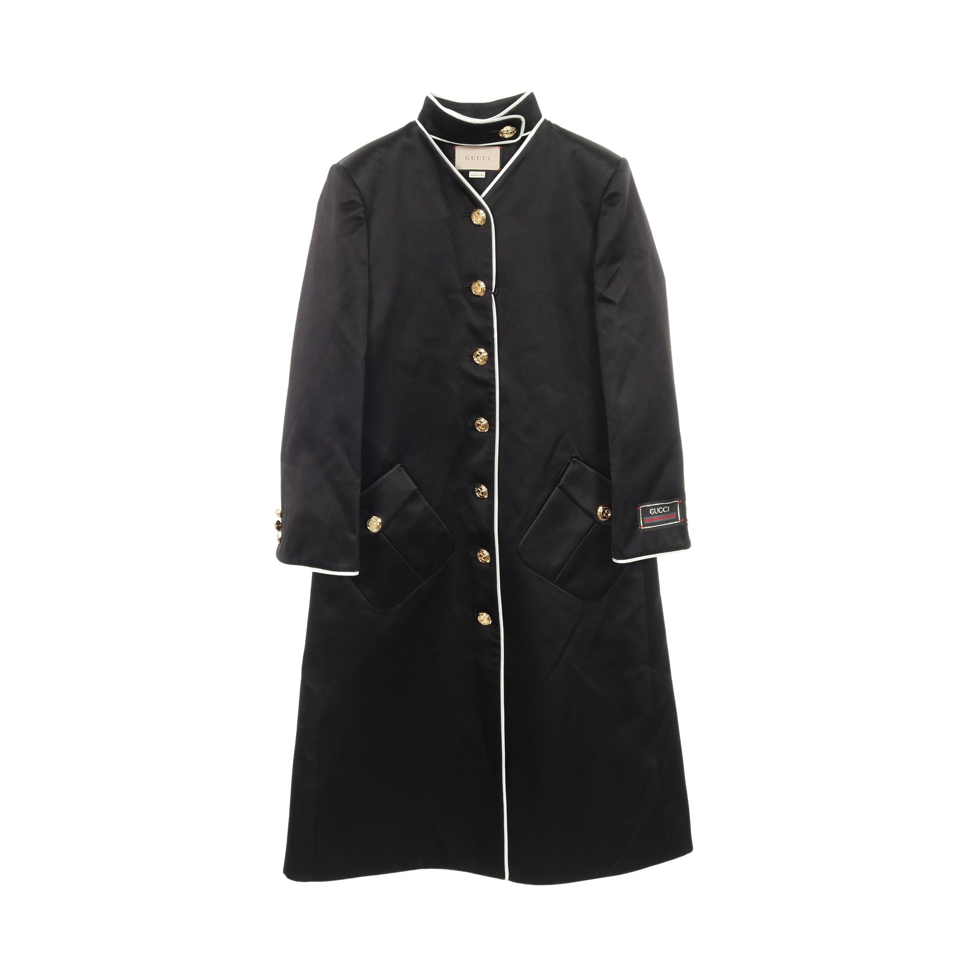 GGボタン コート レーヨン シルク ブラック グッチ アウター GUCCI