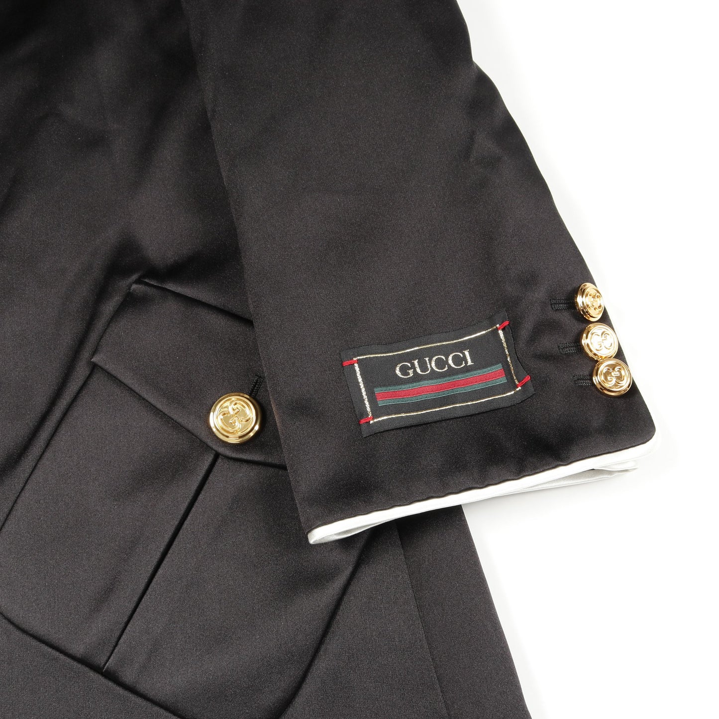 GGボタン コート レーヨン シルク ブラック グッチ アウター GUCCI