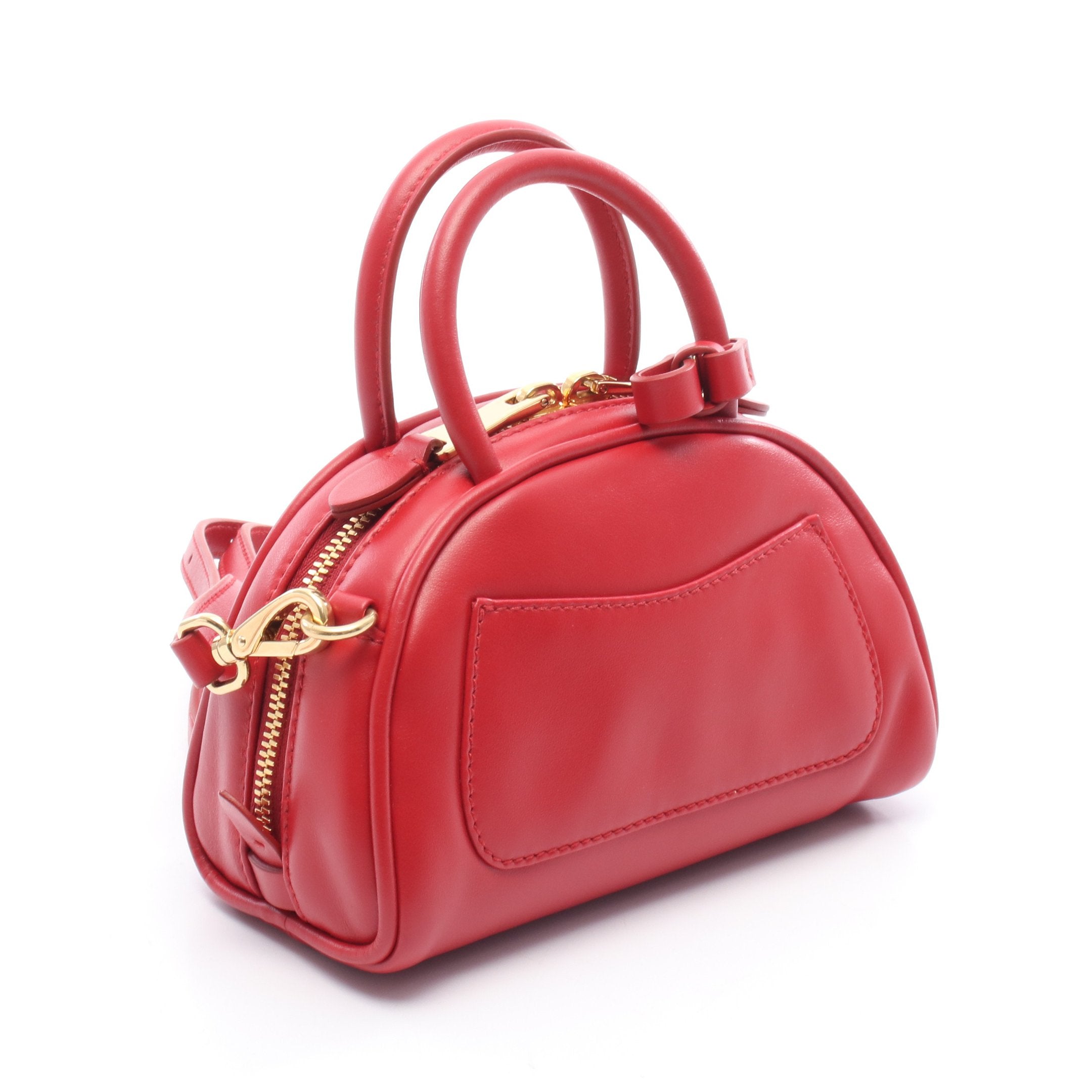 ハンドバッグ ミニボストンバッグ レザー レッド 2WAY ミュウ