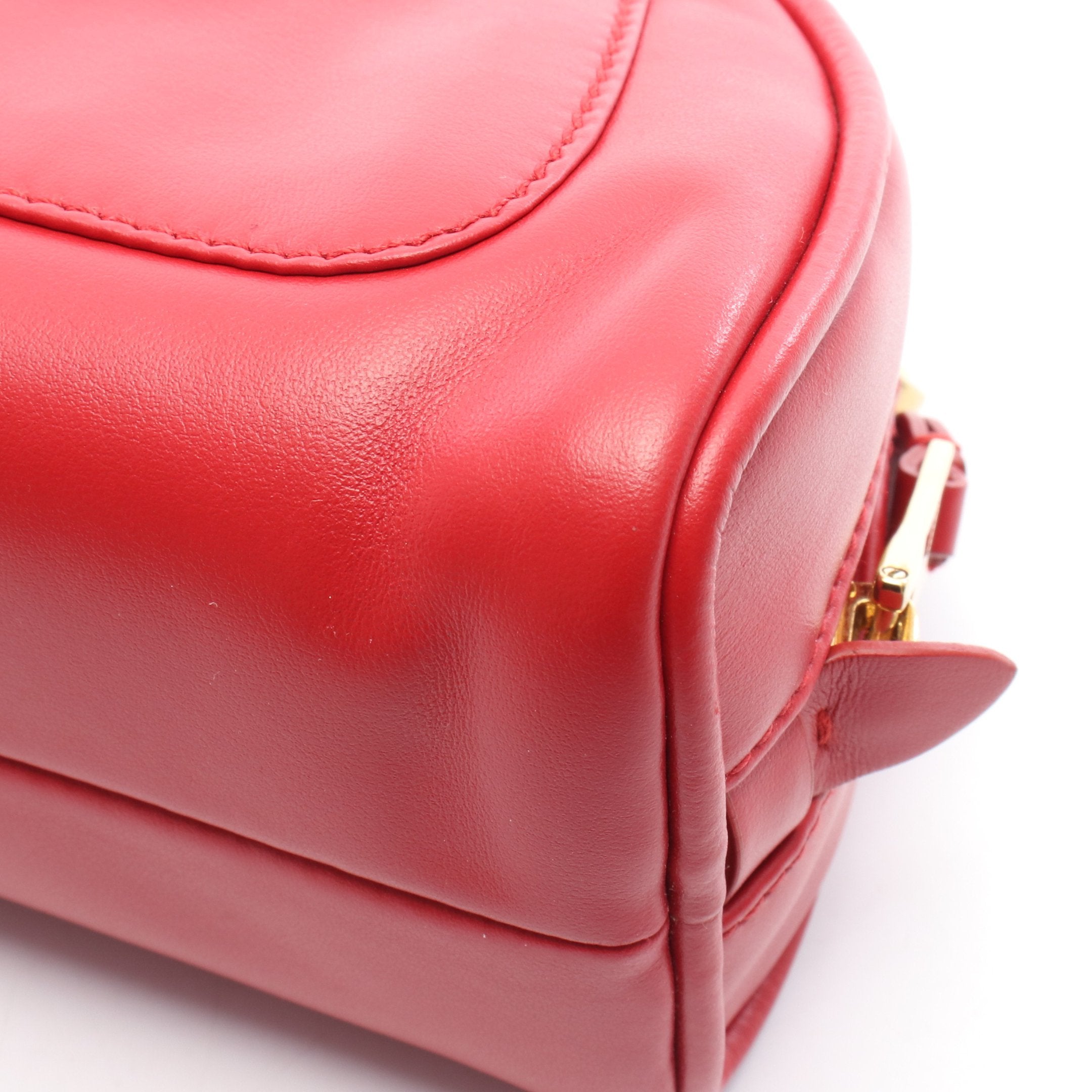 ハンドバッグ ミニボストンバッグ レザー レッド 2WAY ミュウ