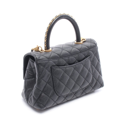 ココハンドル フラップ マトラッセ ハンドバッグ キャビアスキン ブラック ゴールド金具 シャネル バッグ CHANEL