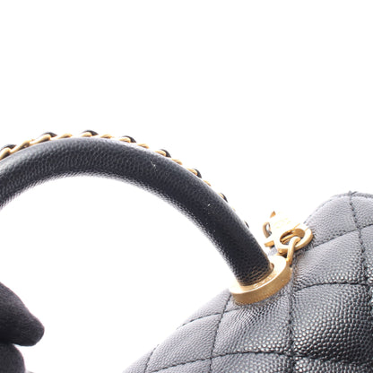 ココハンドル フラップ マトラッセ ハンドバッグ キャビアスキン ブラック ゴールド金具 シャネル バッグ CHANEL