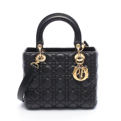 LADY DIOR レディディオール ハンドバッグ レザー ブラック 2WAY クリスチャンディオール バッグ Christian Dior