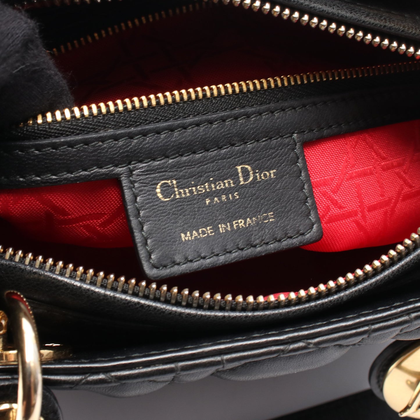 LADY DIOR レディディオール ハンドバッグ レザー ブラック 2WAY クリスチャンディオール バッグ Christian Dior