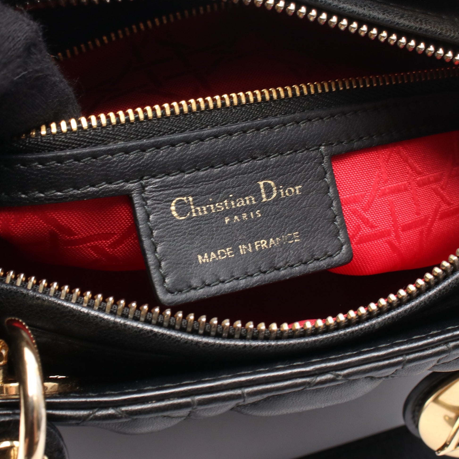 LADY DIOR レディディオール ハンドバッグ レザー ブラック 2WAY クリスチャンディオール バッグ Christian Dior