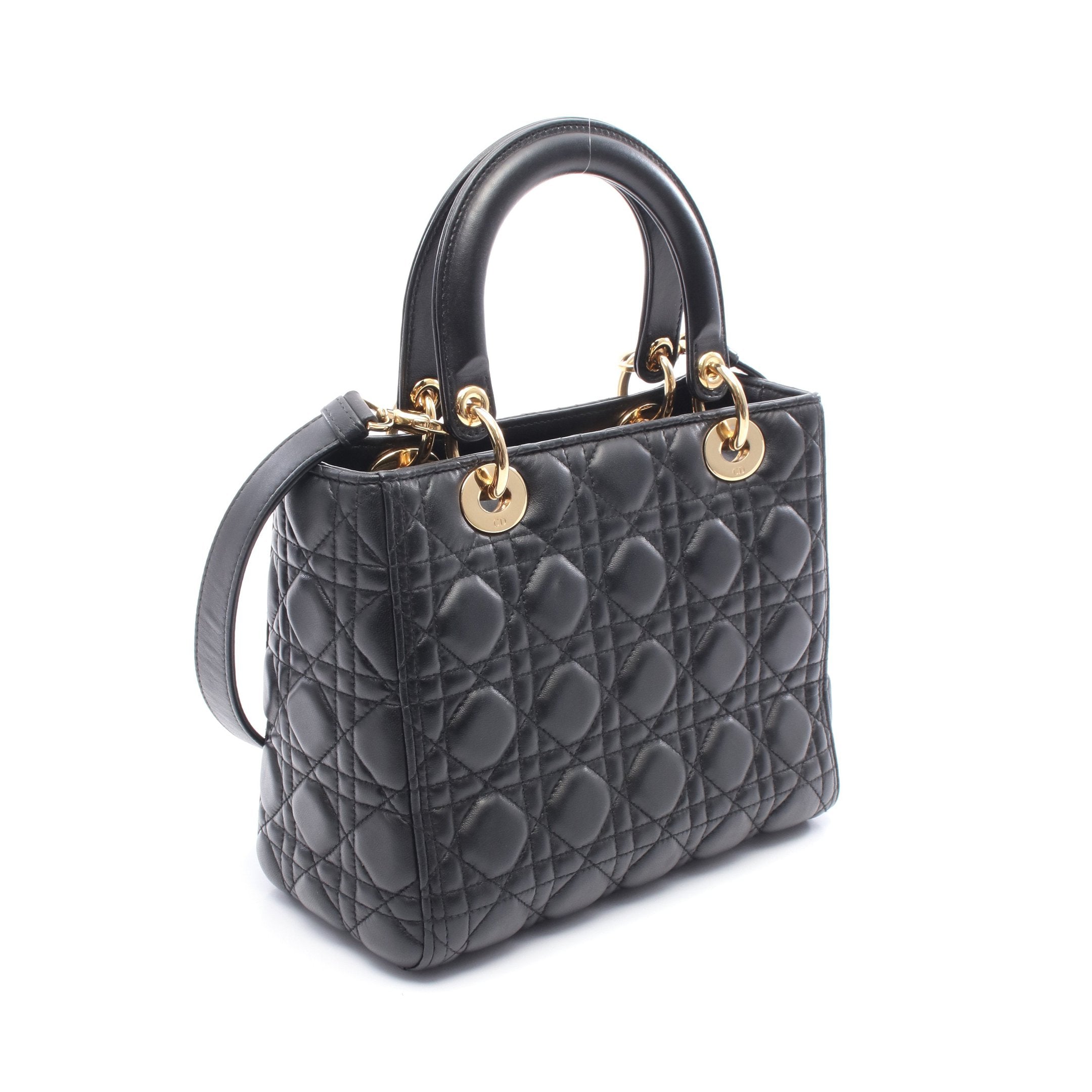 クリスチャン ディオール DIOR レディディオール ハンドバッグ レザー 黒