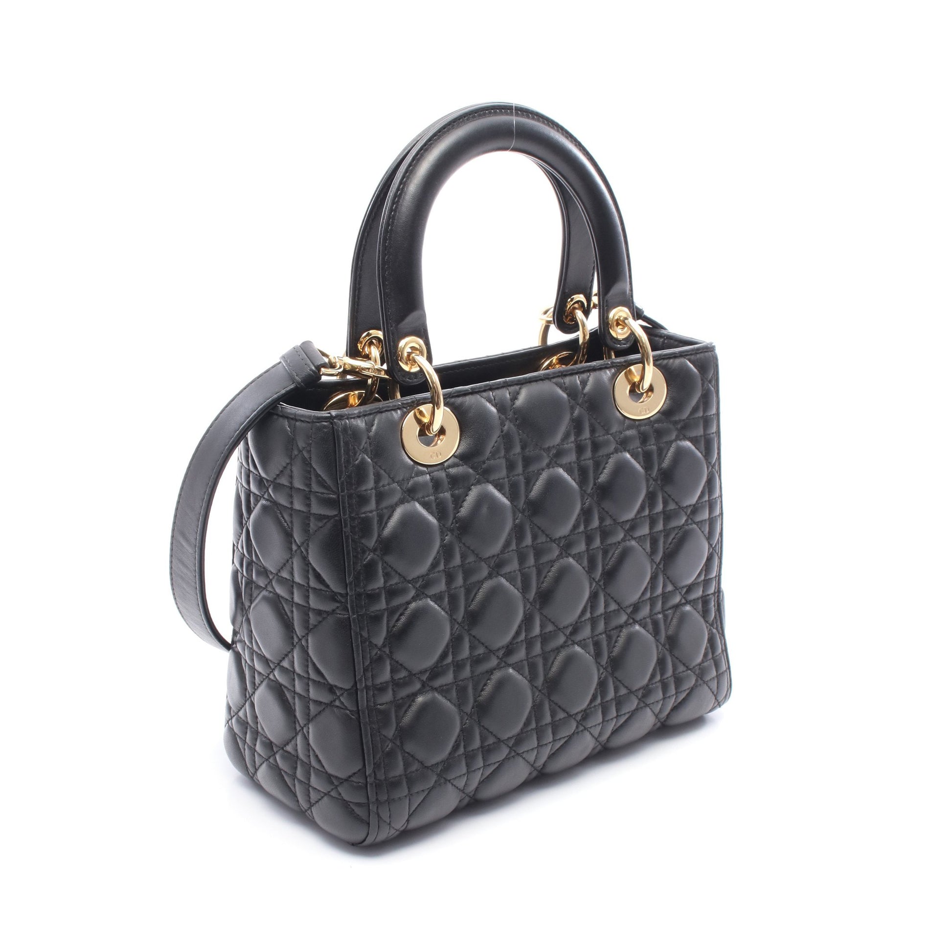 LADY DIOR レディディオール ハンドバッグ レザー ブラック 2WAY クリスチャンディオール バッグ Christian Dior