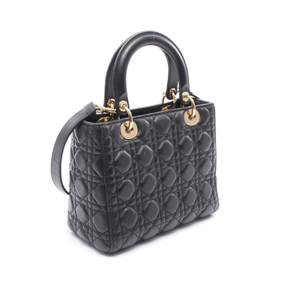 LADY DIOR レディディオール ハンドバッグ レザー ブラック 2WAY クリスチャンディオール バッグ Christian Dior