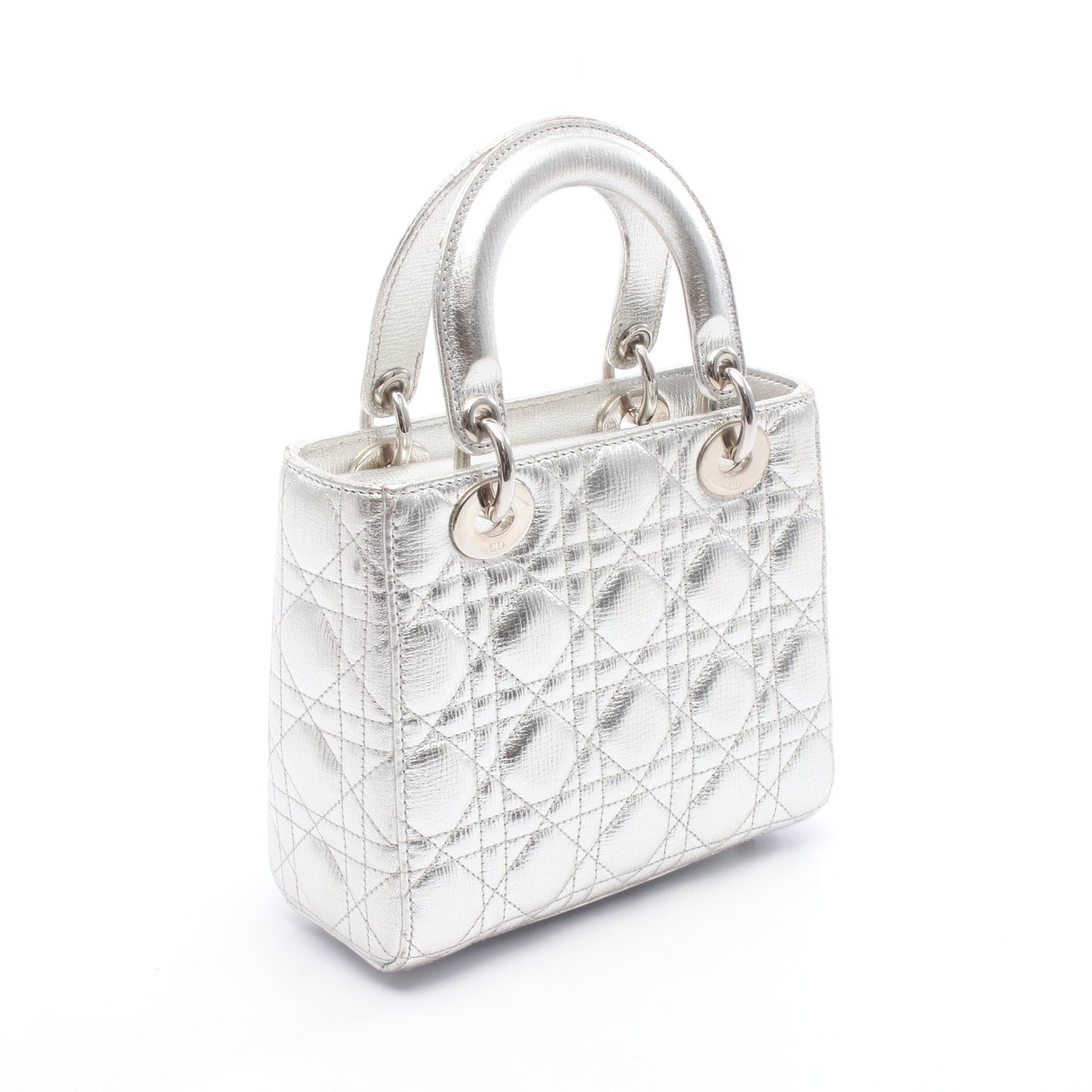 LADY DIOR MY ABCDIOR レディディオール カナージュ ハンドバッグ レザー シルバー 2WAY クリスチャンディオール バッグ Christian Dior