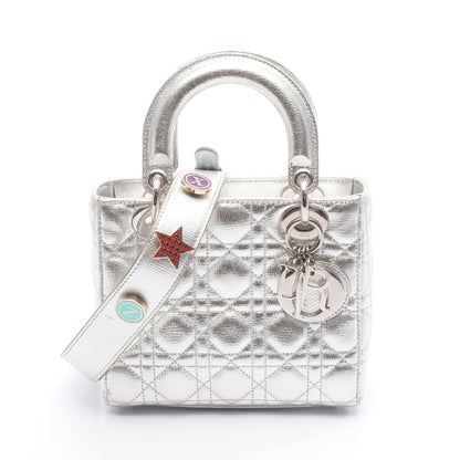 LADY DIOR MY ABCDIOR レディディオール カナージュ ハンドバッグ レザー シルバー 2WAY クリスチャンディオール バッグ Christian Dior