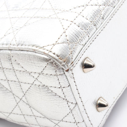 LADY DIOR MY ABCDIOR レディディオール カナージュ ハンドバッグ レザー シルバー 2WAY クリスチャンディオール バッグ Christian Dior