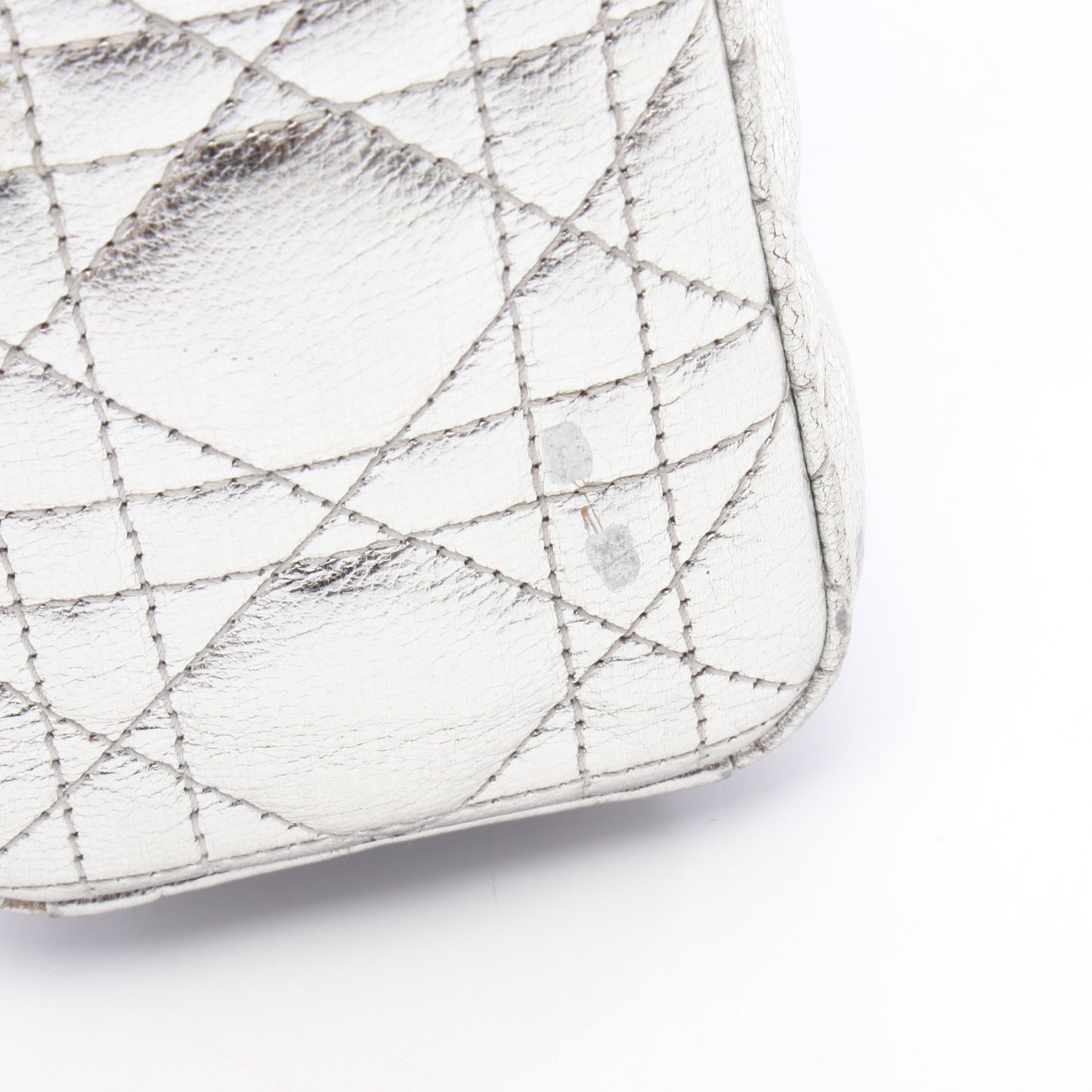 LADY DIOR MY ABCDIOR レディディオール カナージュ ハンドバッグ レザー シルバー 2WAY クリスチャンディオール バッグ Christian Dior