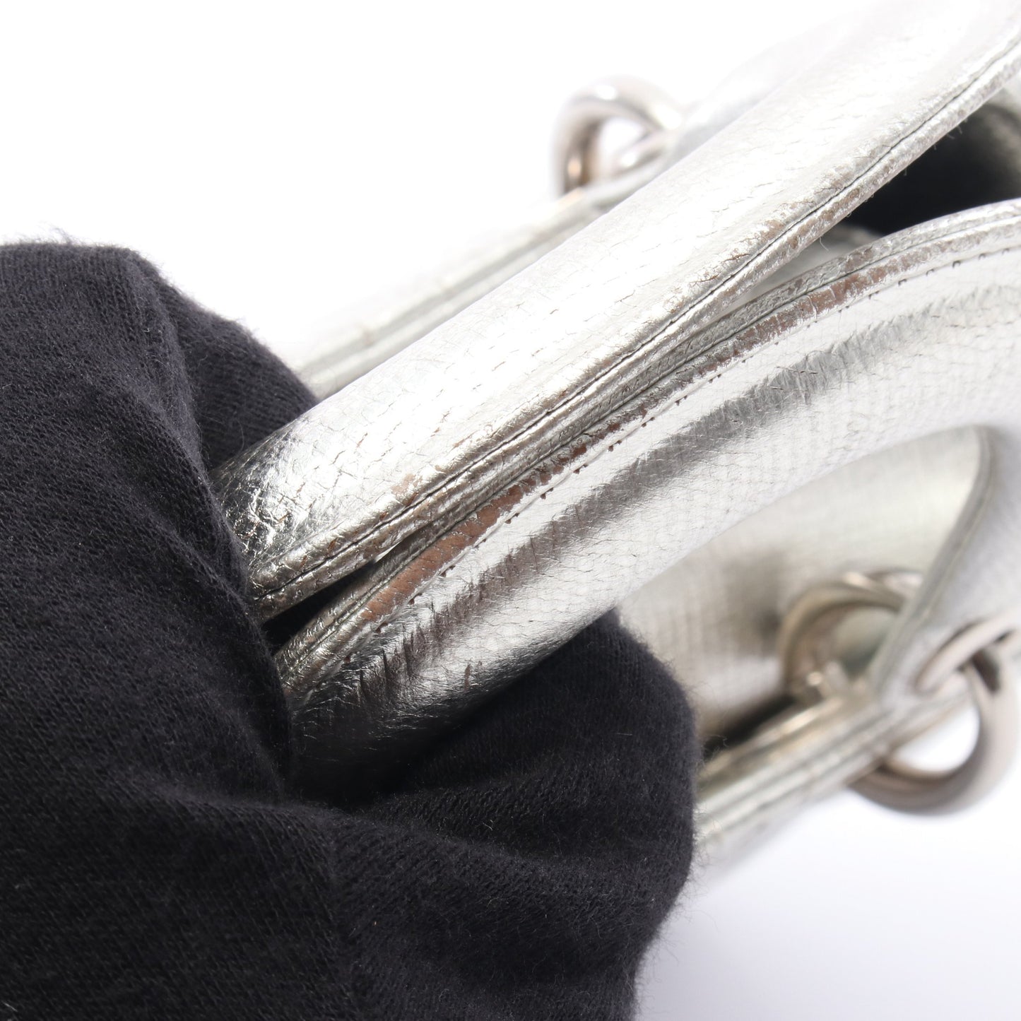 LADY DIOR MY ABCDIOR レディディオール カナージュ ハンドバッグ レザー シルバー 2WAY クリスチャンディオール バッグ Christian Dior