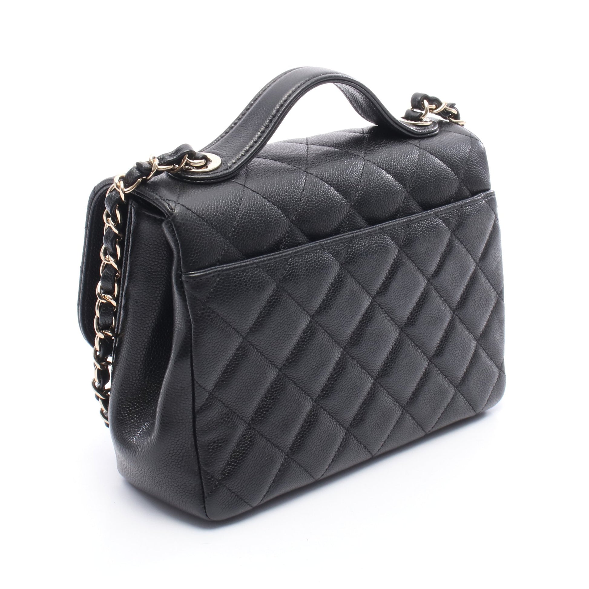 ビジネスアフィニティ マトラッセ チェーンショルダーバッグ キャビアスキン ブラック ゴールド金具 シャネル バッグ CHANEL