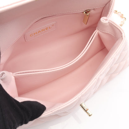ココハンドル フラップ マトラッセ ハンドバッグ キャビアスキン ライトピンク ゴールド金具 2WAY シャネル バッグ CHANEL