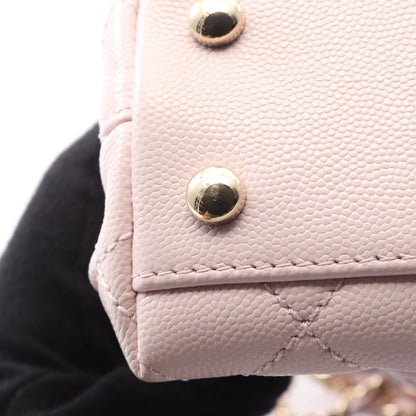 ココハンドル フラップ マトラッセ ハンドバッグ キャビアスキン ライトピンク ゴールド金具 2WAY シャネル バッグ CHANEL